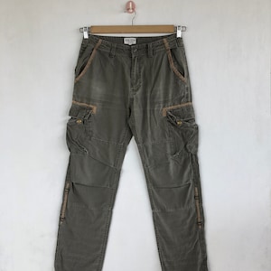 Pantalones cargo japoneses W32 para mujer, estilo bondage, multibolsillos, estilo militar, estilo paracaídas, tácticos, talla mediana, 32 x 30