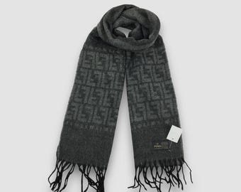 小物 STUSSY Wool Scarf Grey MADE IN USA Vintage Stussy Wool Scarf Stussy Lambswool Ribbed Scarves Winter