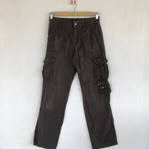 W27 Vintage Japanese Cargo Pants Y2K Harajuku Womens Multipocket Trousers Utility Military Streetwear Girlfriend Tactical Pants Size 27x30