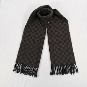 Vintage Fendi Lambswool Scarf Fendi Monogram Wool Muffler Wrap Fendi Check Winter Accessories Scarves Luxury Fendi Roma Christmas Gift
