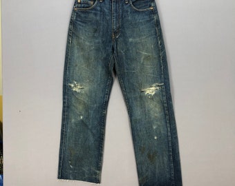 W30 Vintage Levi's 502 Redline Jeans desgastados 90s mujeres pantalones de gran altura Levis Selvedge Ripped Denim Levis Girlfriend Jeans Tamaño 30x33