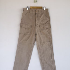 W27 Vintage Japanese Trousers Pants Japanese Cargo Pants Beige Pants Casual Multi Pocket Fatigue Pants Streetwear Tactical Pant Size 27x29