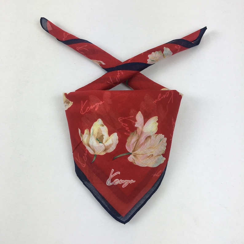 Kenzo Handkerchief Neckerchief Bandana Wrap Shawl Vintage Accessories Luxury Gift Authentic Legit Babushka Summer Scarves Mini Kerchief