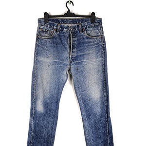 Pantalones vaqueros Levi&#39;s 501 vintage W34, lavado claro, denim desgastado Levi&#39;s, pantalones de cintura alta para mujer Levi&#39;s, pantalones vaqueros mom de pierna recta, talla 34 x 29