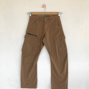 Pantalones cargo japoneses vintage W30 de los años 90, pantalones multibolsillos, pantalones militares utilitarios de estilo paracaídas, pantalones tácticos de estilo urbano, color marrón, talla 30 x 28