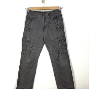 Pantalones cargo japoneses W32 para mujer, estilo bondage, multibolsillos, estilo militar, estilo paracaídas, tácticos, talla mediana, 32 x 30