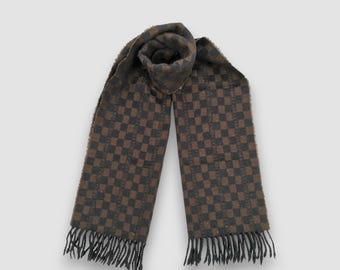Vintage Fendi Scarf Brown Zucca Monogram 100% Wool, Authentic Made