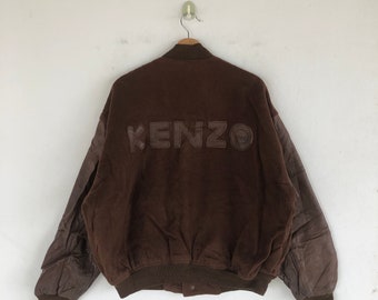 Vintage Kenzo Varsity Jacket 90s Kenzo Letterman Jacket XLarge Womens Leather Jacket Baseball Jacket Womens Jacket University Jacket Size XL