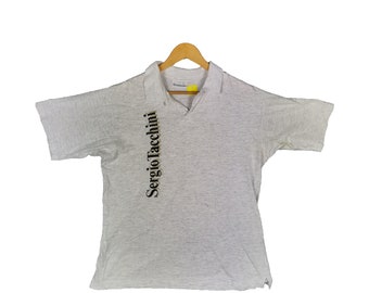 vintage Sergio Tachini t shirt moyen chemise Sergio Tachini imprimé logo Sergio Tachini polo t-shirt femme vêtements pour hommes gris couleur taille M