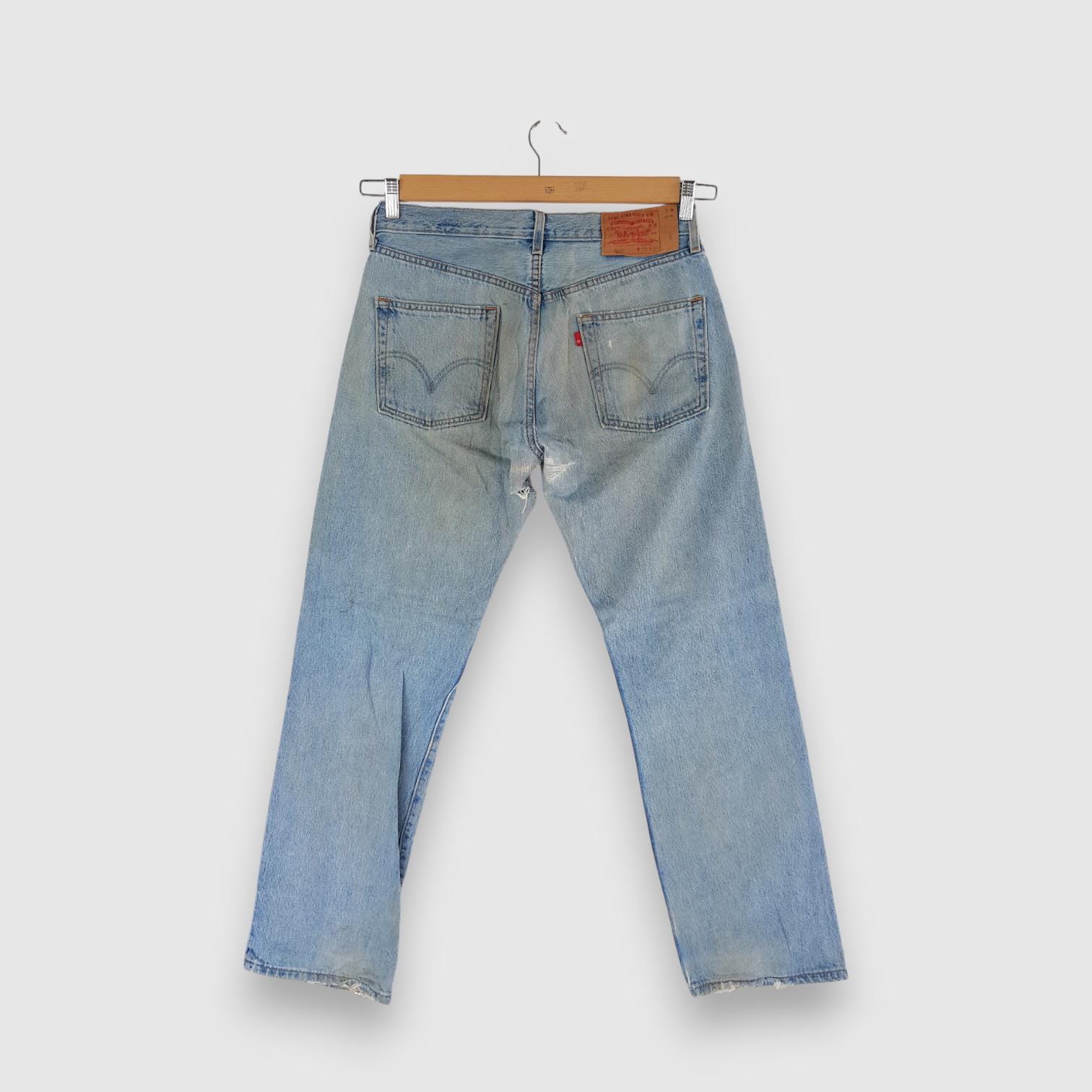 【W36】 90s Levi's 501 Denim Pant USA製 襤褸 Gray Levi's 501 Jeans W36 L30 Vintage 90's Trousers Pants
