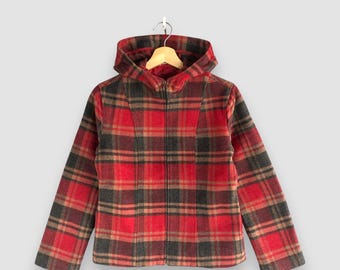 Vintage Fabriarno Hoodie Varsity Jacket 90s Japanese Fabriarno Tartan Baseball Jacket XSmall Womens Wool Harajuku University Jacket Size XS