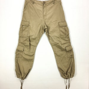 Pantalones cargo vintage W36 para mujer, color marrón, japoneses, con múltiples bolsillos, estilo militar, informal, utilitario, ropa de calle, pantalones tácticos, talla 36 x 31
