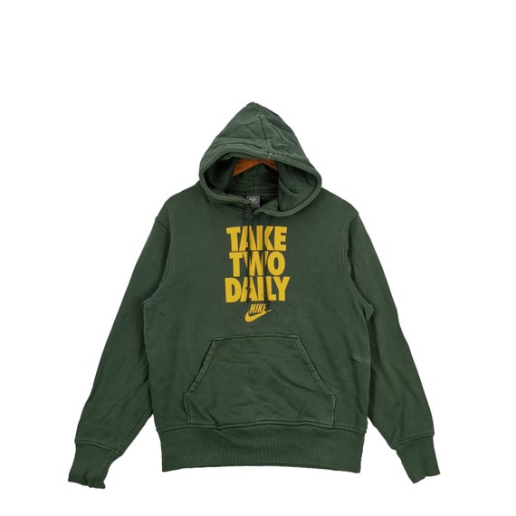 Vintage Nike Hoodie Sweater Y2K Nike Swoosh Take Two Daily Hooded Sweatshirt Jumper Medium Nike Sportswear Pullover Green Color Size M Etsy
