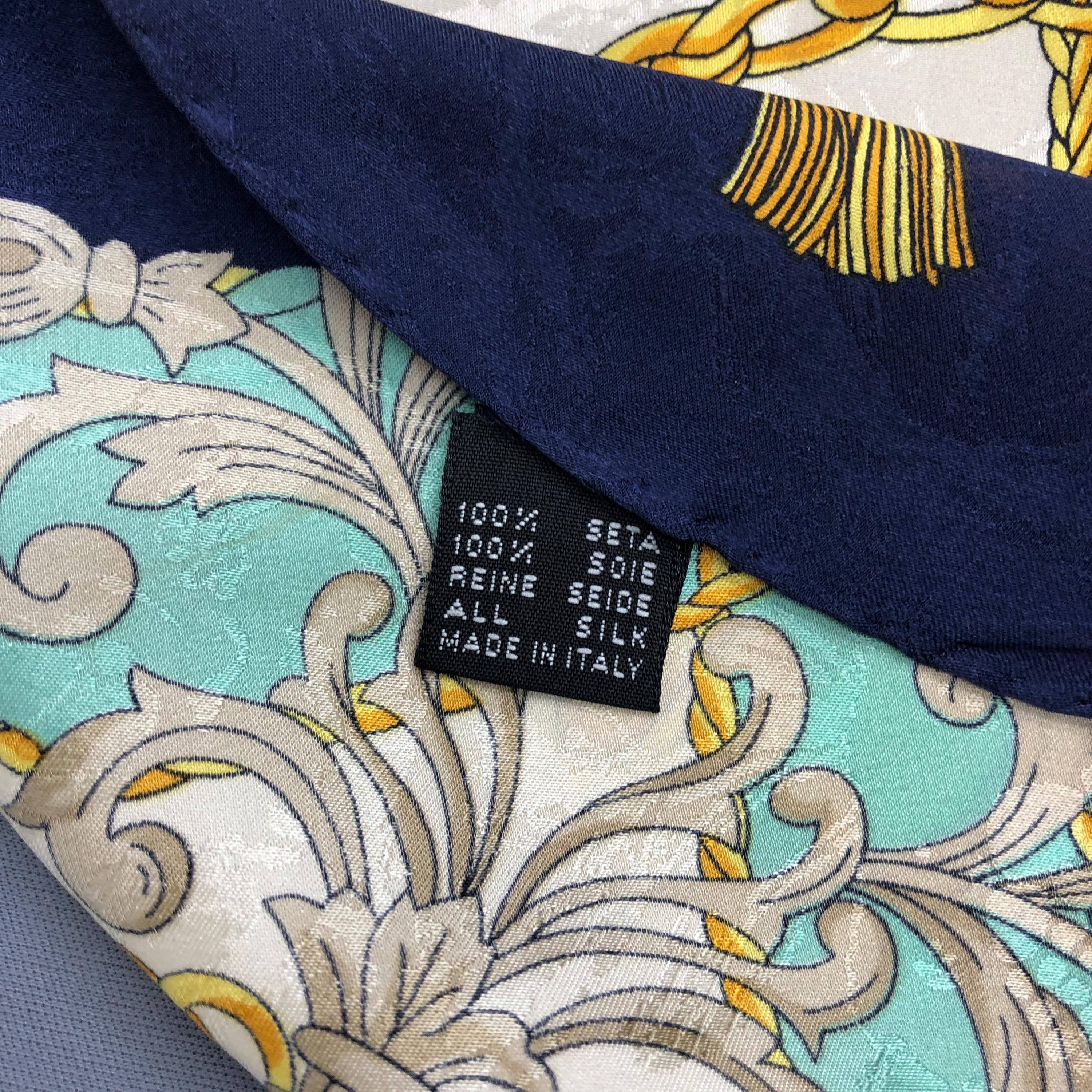 Vintage 90s Andrea Jamellato Silk Scarf, Ornamental Chain Tassel