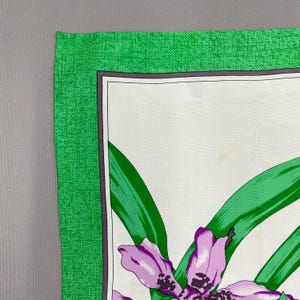 Vintage Jim Thompson sidenhalsduk, lilagröna blommönster twill silkeslena halsdukar, Cottagecore handrullad fåll halsduk accessoarer halsdukar bild 5