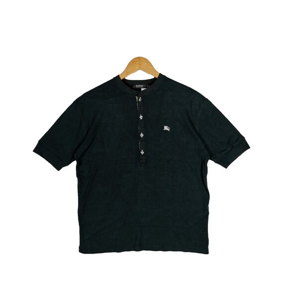 Vintage Burberry Button T Shirt 90s Burberrys Black Label Shirts 