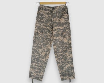W30 Vintage Y2K Digital Camouflage Cargo Pants Military Fatigue Issued BDU Trousers Tactical Techwear Cyberpunk Multipocket Size 30x30