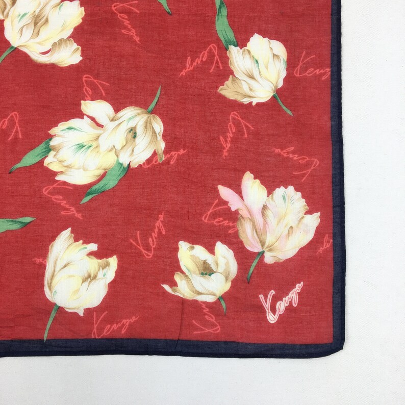 Kenzo Handkerchief Neckerchief Bandana Wrap Shawl Vintage Accessories Luxury Gift Authentic Legit Babushka Summer Scarves Mini Kerchief