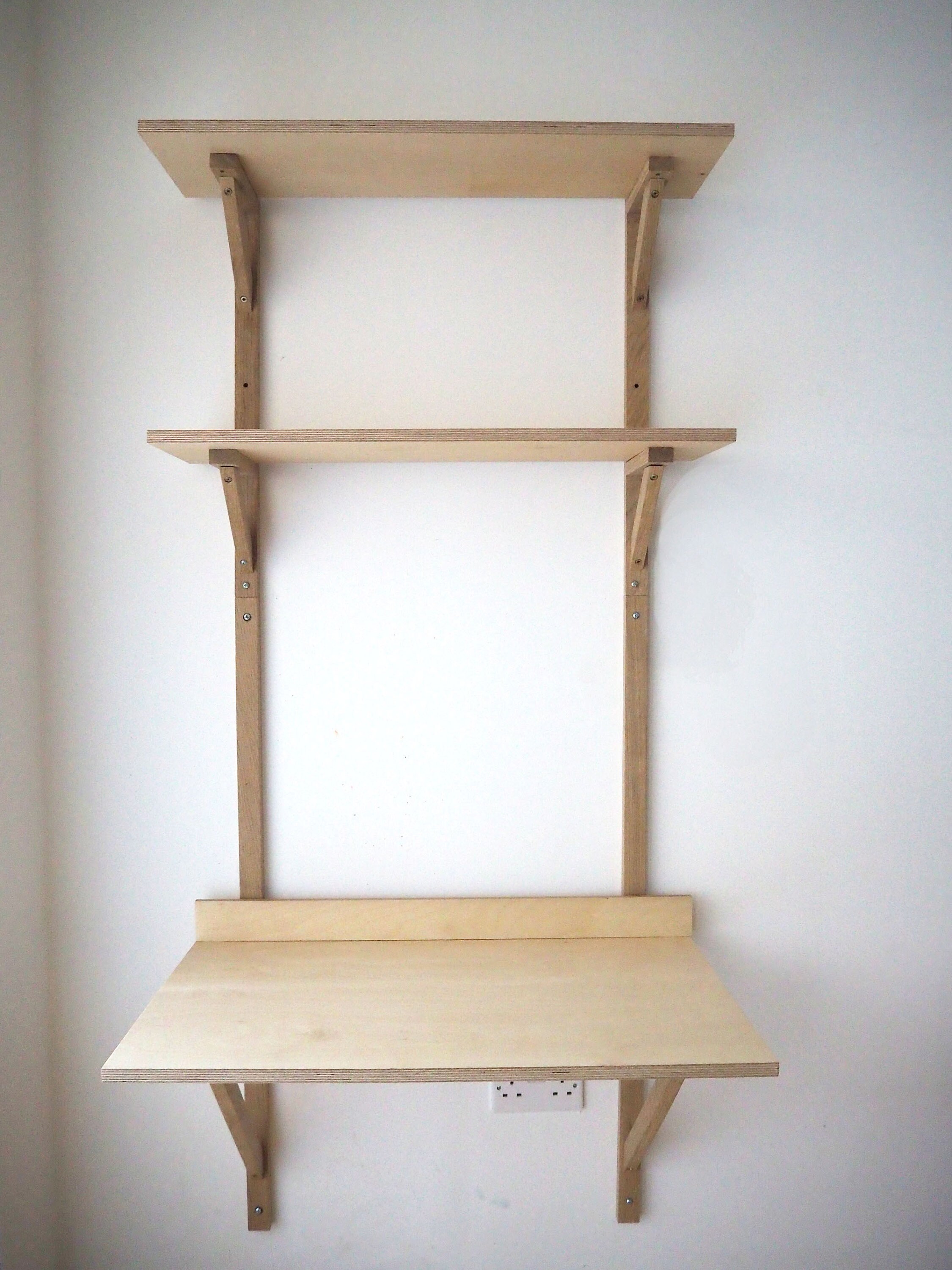 Minimalist oak & plywood wall mounted desk with integrated Etsy