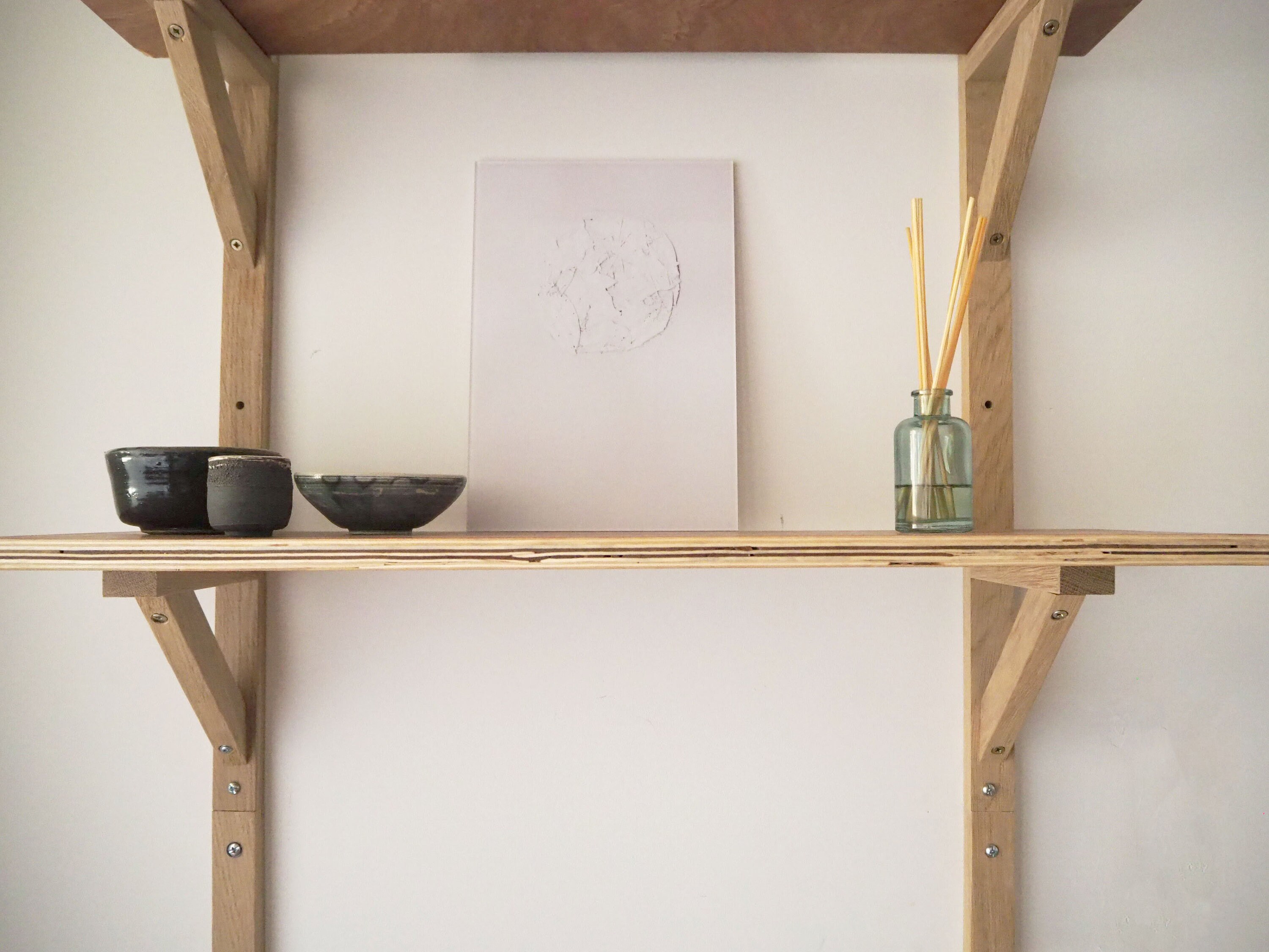Minimalist oak & plywood wall mounted desk with integrated Etsy