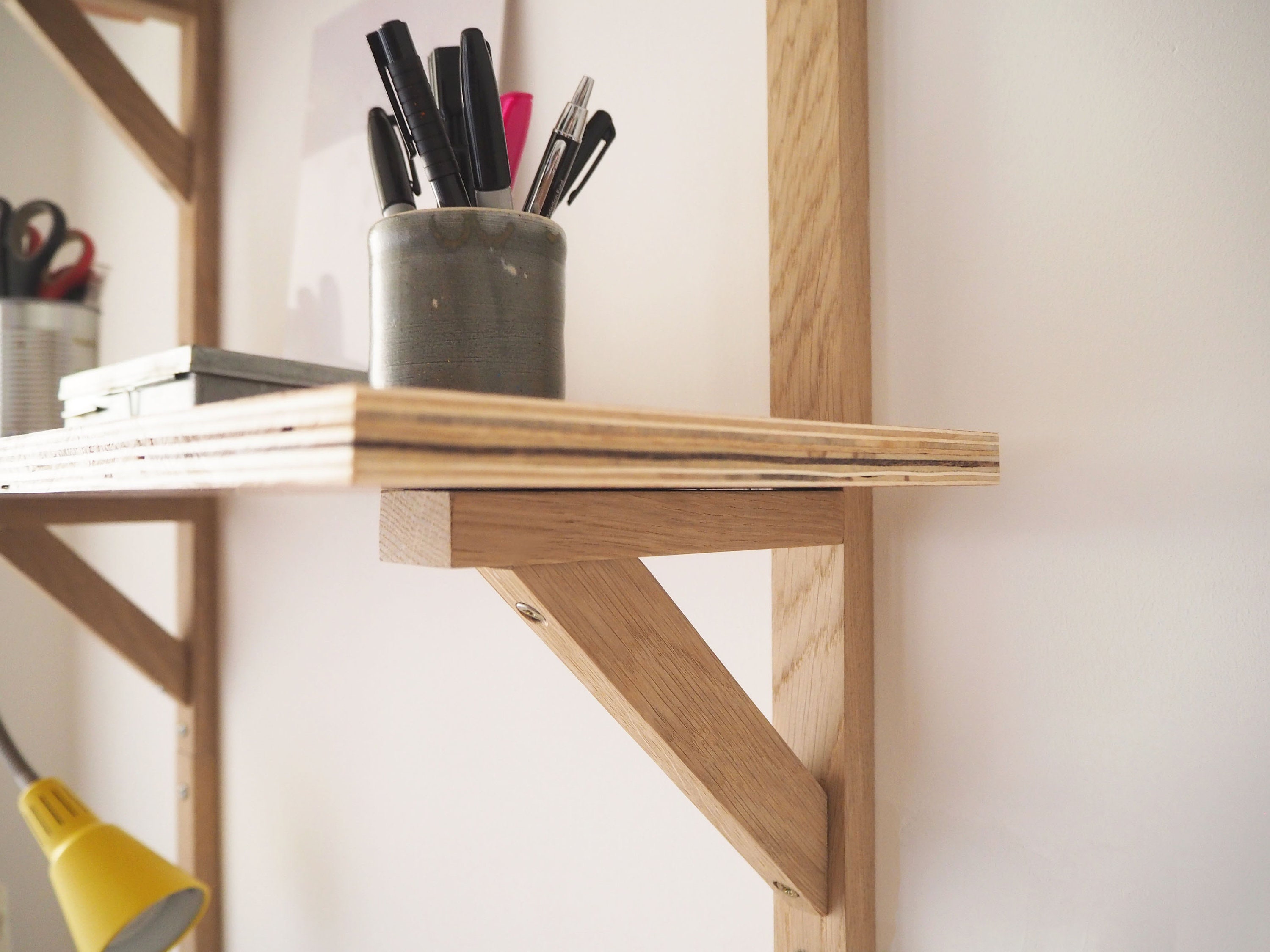 Minimalist oak & plywood wall mounted desk with integrated Etsy
