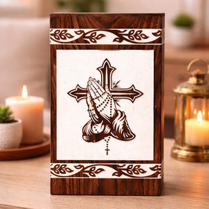 Indian Rosewood Celtic Cross Cremation Urn: Handcrafted Memorial