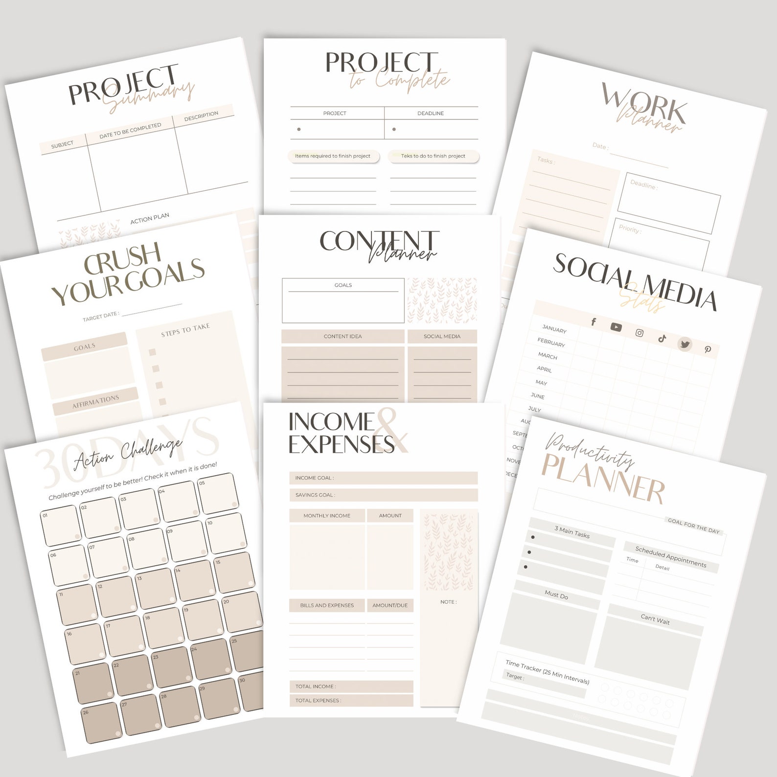 The Ultimate Beige Planner17 Page Printableinstant Download Etsy UK