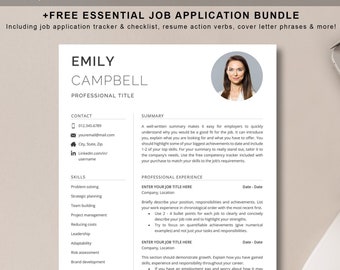Professional Resume Template for Word | Cover Letter + References Template | 1, 2 & 3 Page Resume CV Template | Modern CV | Instant Download