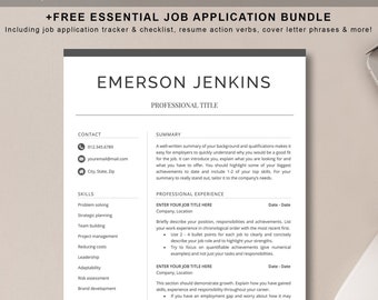 Professional Resume Template for Word | Cover Letter + References Template | 1, 2 & 3 Page Resume CV Template | Modern CV | Instant Download