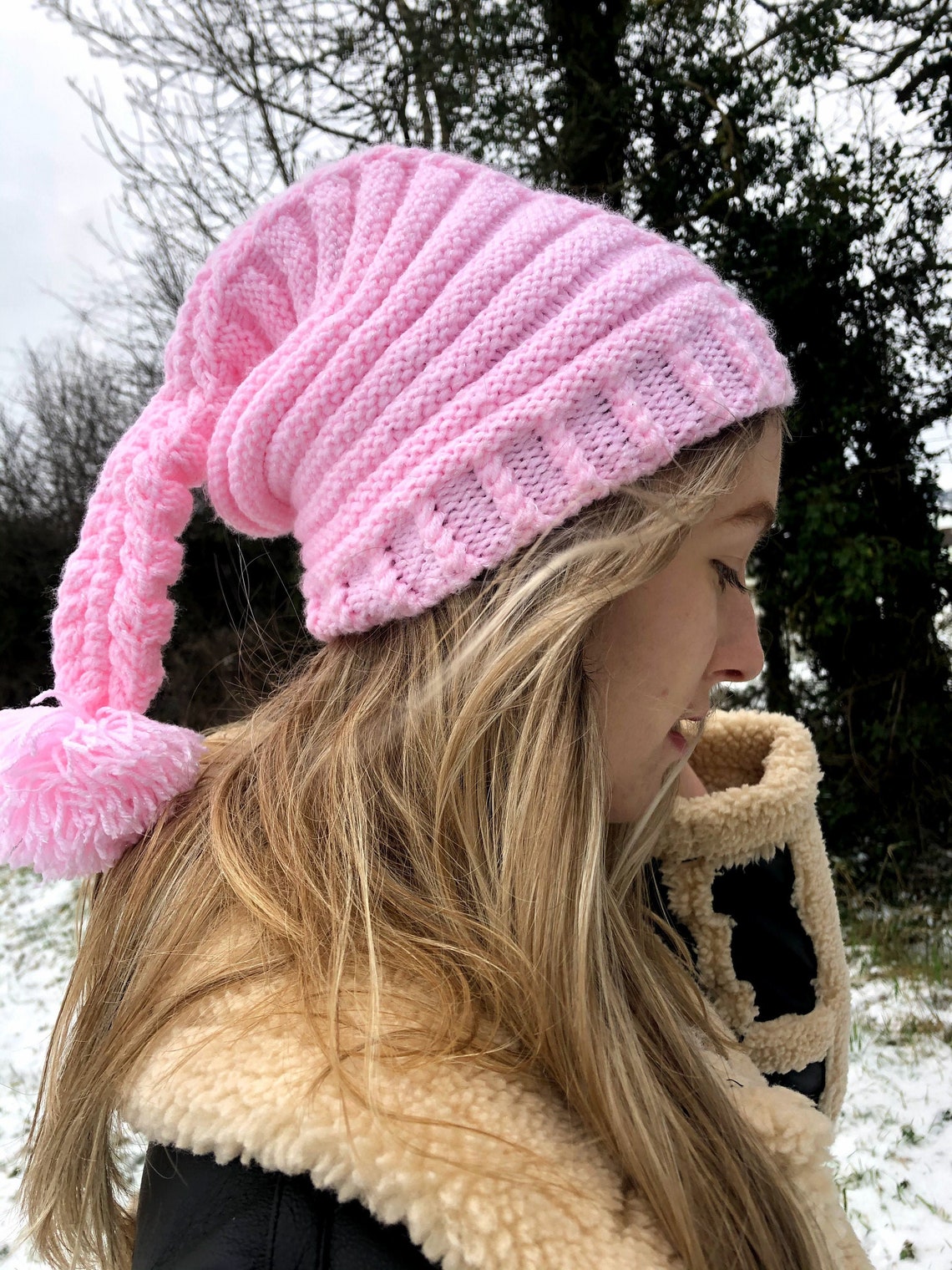 Handmade Knitted Hat Women's Pink Hat Winter Hat 100 Etsy
