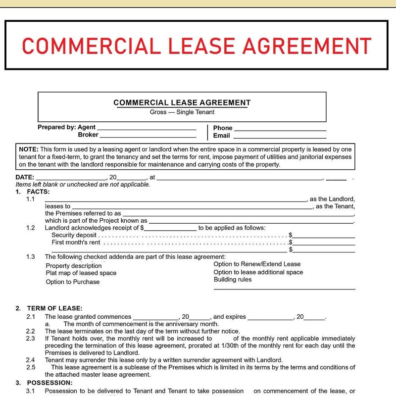Rent Property Contract Etsy