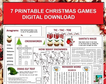 7 Christmas Printable Games For Kids - Party Games For Adults and  Family - Christmas Games Bundle Kit For  Office Groups in PDF