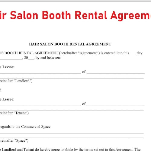 Hair Salon Booth Rental Agreement Barber Shop Booth Rental Etsy