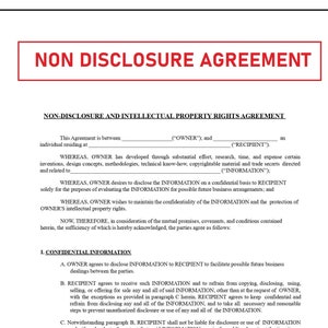 Non disclosure agreement template - NDA forms - NDA Template - Fillable PDF and Editable Word doc - Instant download
