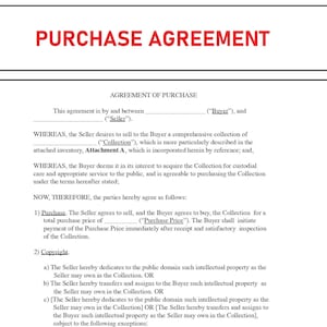 Purchase agreement - Purchase Contract - PDF and Word Files - Instant download