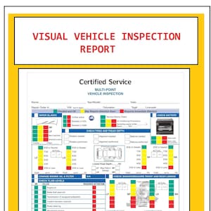 Visual Vehicle Inspection Report - Vehicle Inspection Worksheet - Vehicle Inspection Checklist - PDF Template