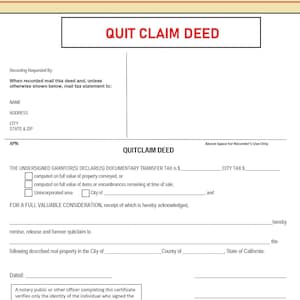 Pode incluir: Um formulário de escritura de renúncia de direitos, um documento legal com campos para informações de registro, detalhes do cedente, descrição da propriedade e assinatura do notário.