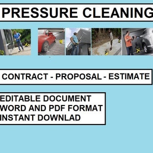 Pressure Cleaning  Agreement︱ Power Washing Contract  ︱ 12 pages contract with Job proposal agreement - Editable word and pdf files