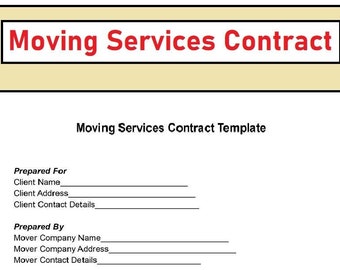 Moving Services Contract Packaging and Moving Services - Etsy