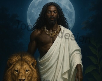 Three Printable Black Jesus and a Mighty lion Artwork - 3 Printable African American Art - Digital HD Images - Instant download