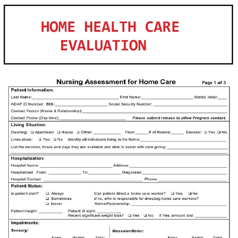 Care Plan Template Elderly Etsy