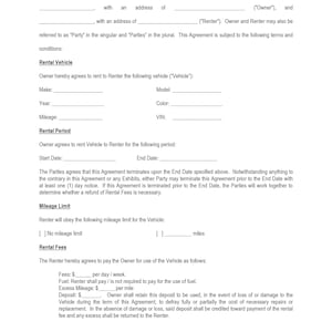 Car rental agreement - Vehicle rental agreement - Car Rentals contract - Editable word and PDF File - Instant download image 2