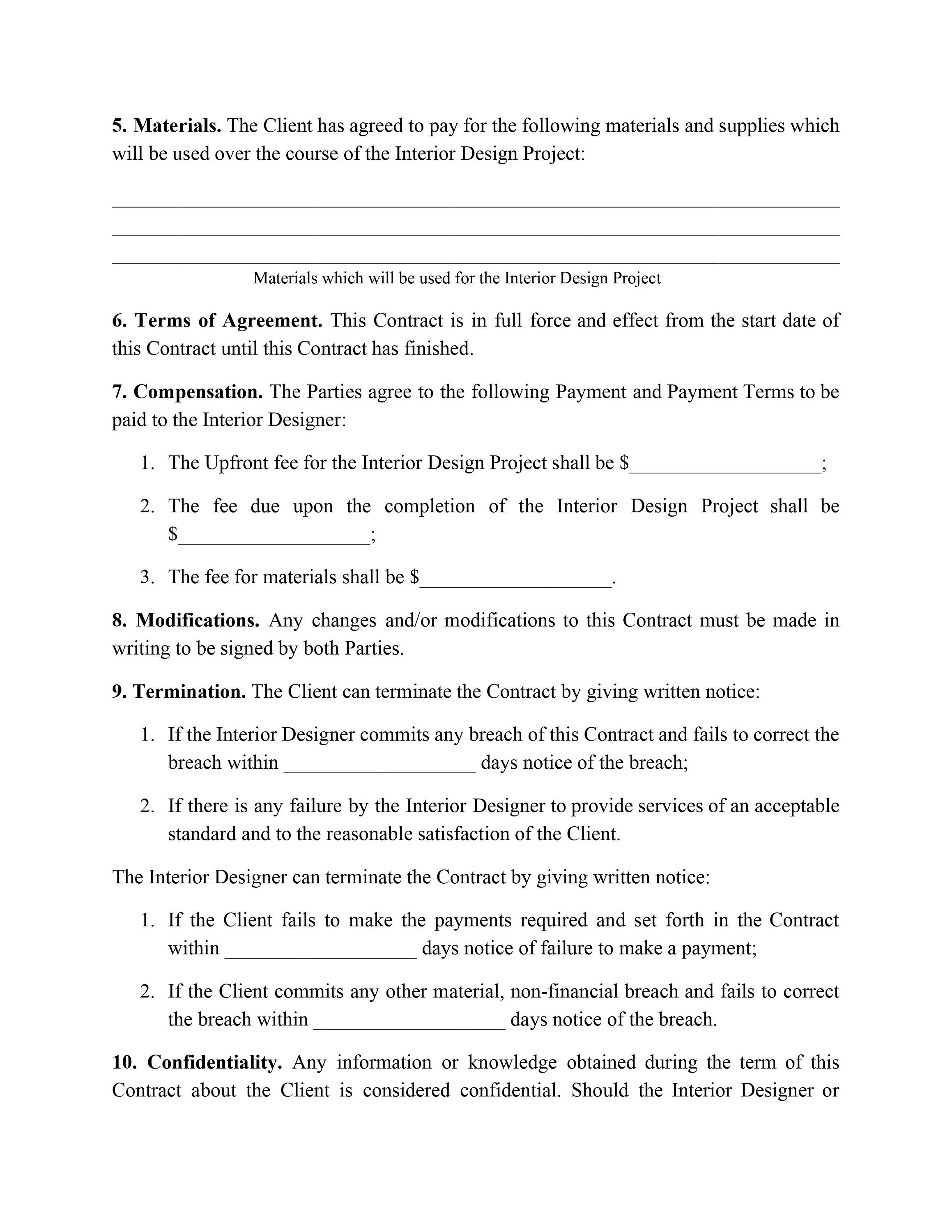 Interior Design Contract - Interior Design Agreement Template - Word ...