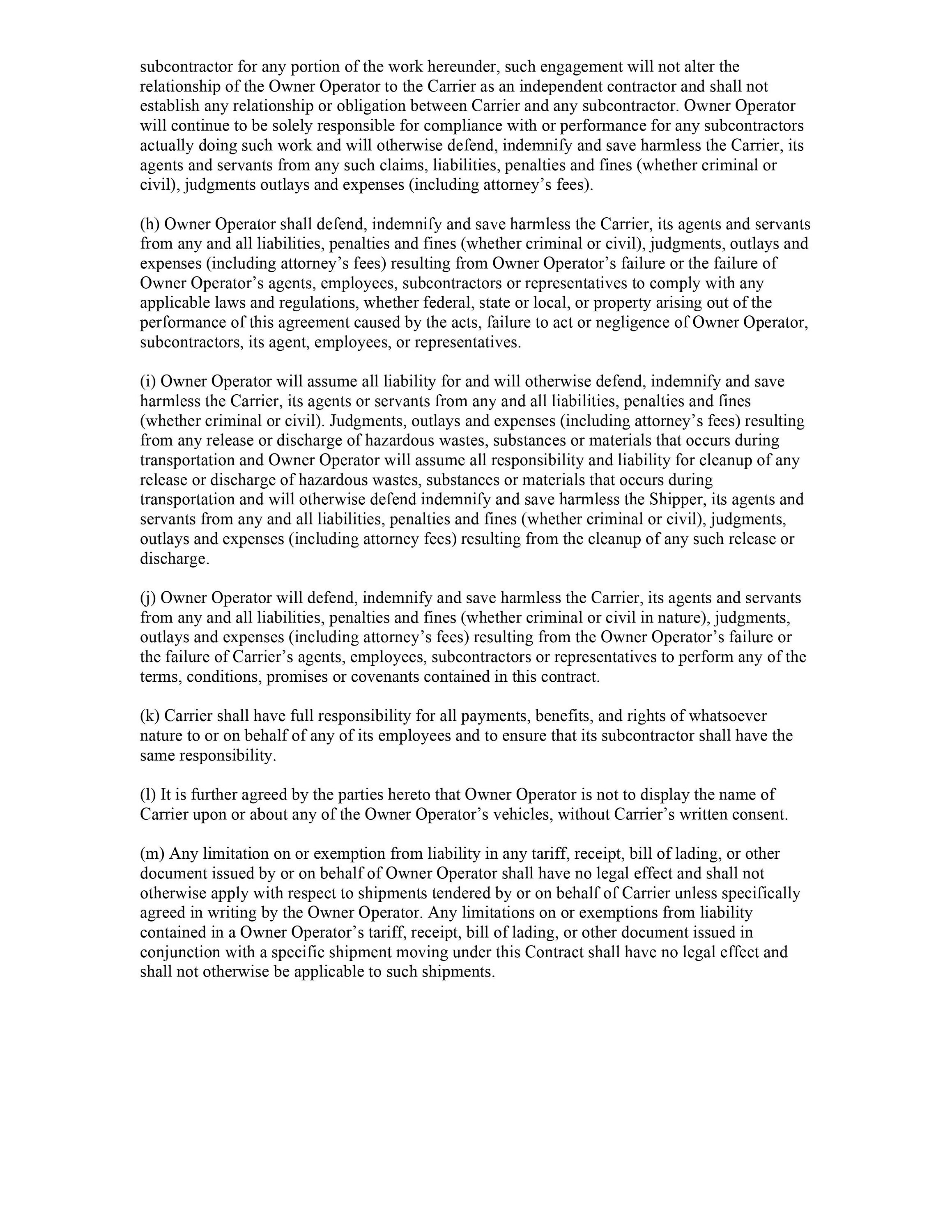 Owner Operator Lease Agreement With Policy Contract Owner - Etsy