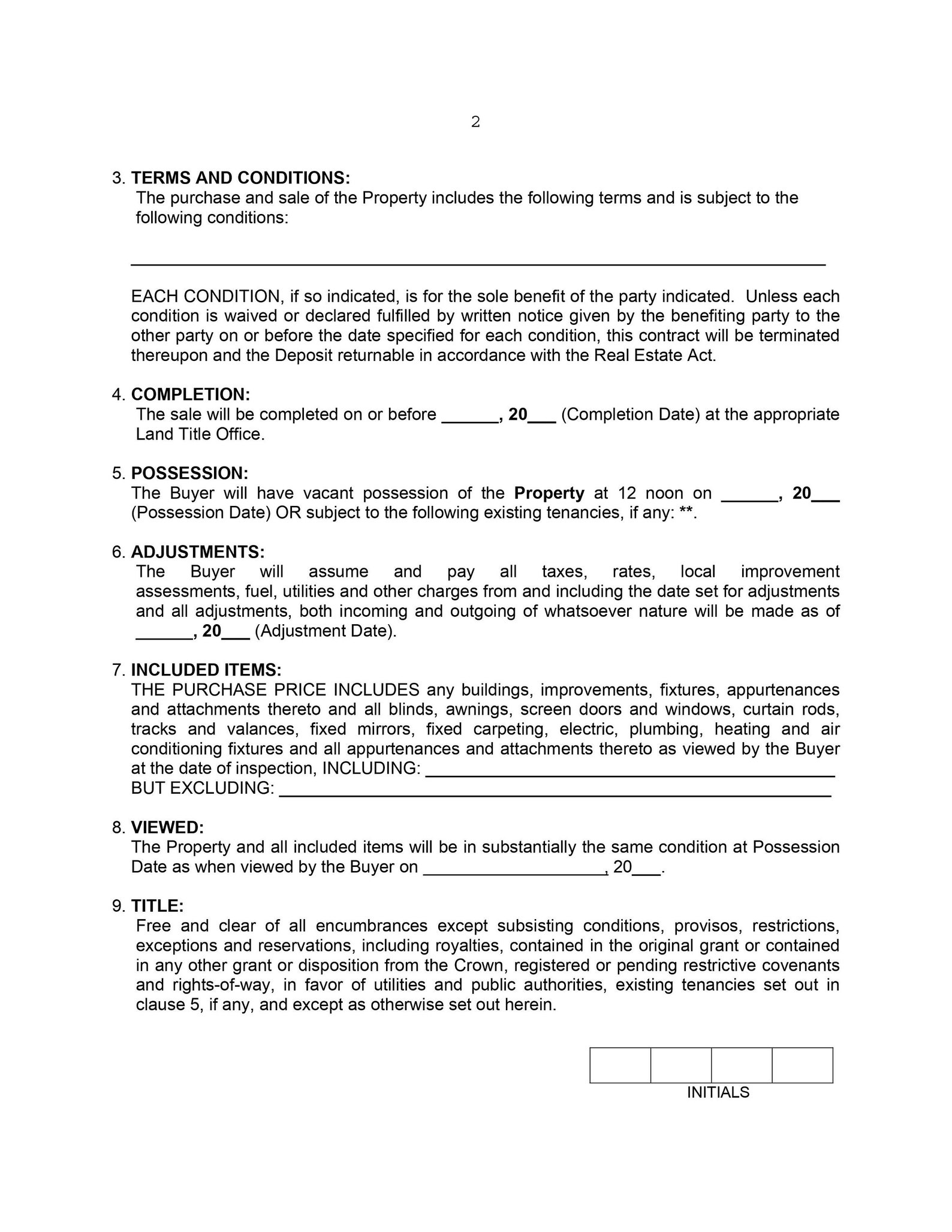 Residential Purchase Agreement Real Estate Purchase Agreement Property ...