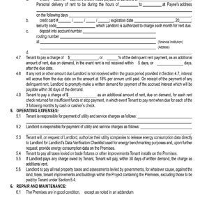 Op de afbeelding: Een zwart-wit juridisch document met de titel "Bedrijfskosten" en tekst over huurbetaling, nutsvoorzieningen en servicekosten, en de verantwoordelijkheden van de huurder.