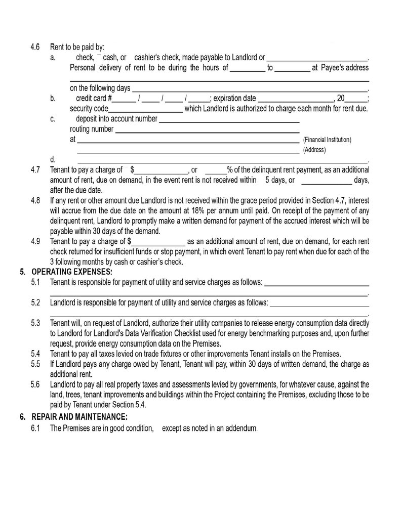 Op de afbeelding: Een zwart-wit juridisch document met de titel "Bedrijfskosten" en tekst over huurbetaling, nutsvoorzieningen en servicekosten, en de verantwoordelijkheden van de huurder.