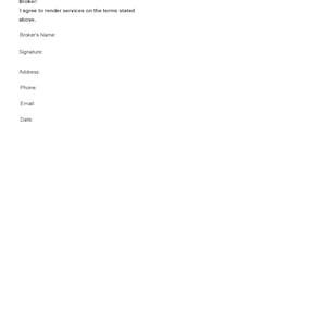 May include: A blank form with the title "Broker:" and fields for the broker's name, signature, address, phone, email, and date.