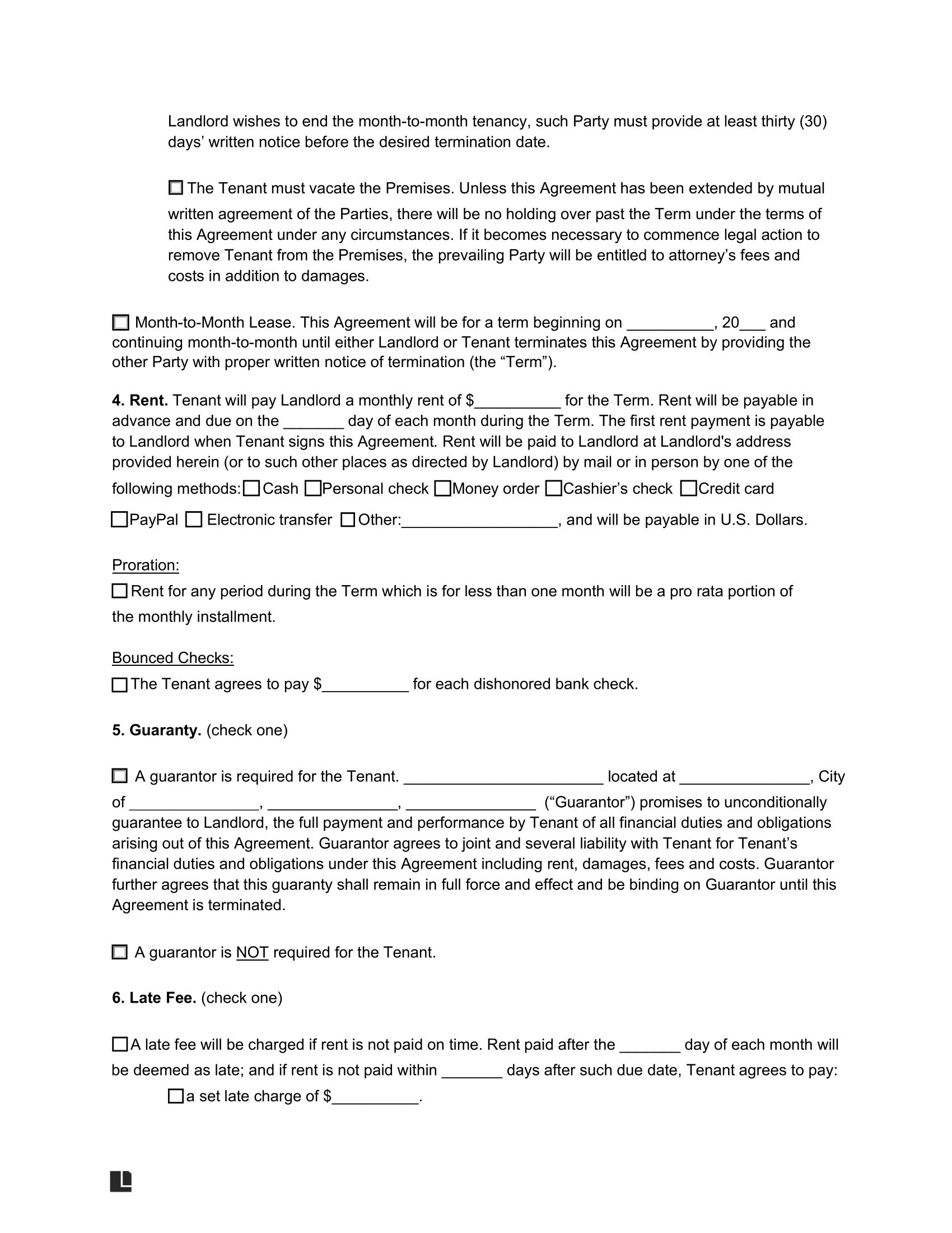 Residential Lease agreement Rental Lease agreement template Etsy