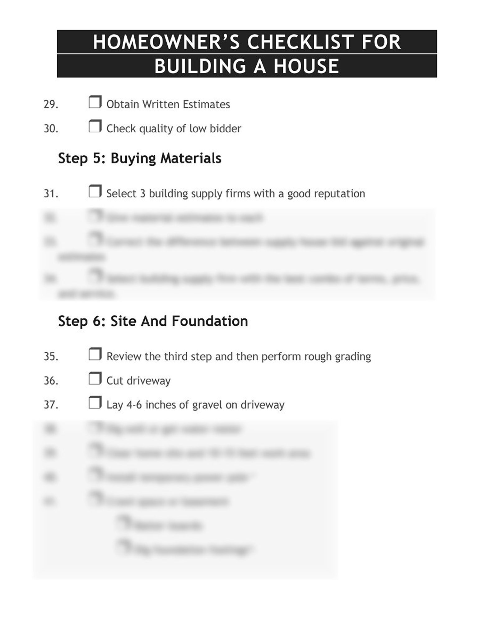 All-in-one New Home Construction Checklist - Building Planner and ...